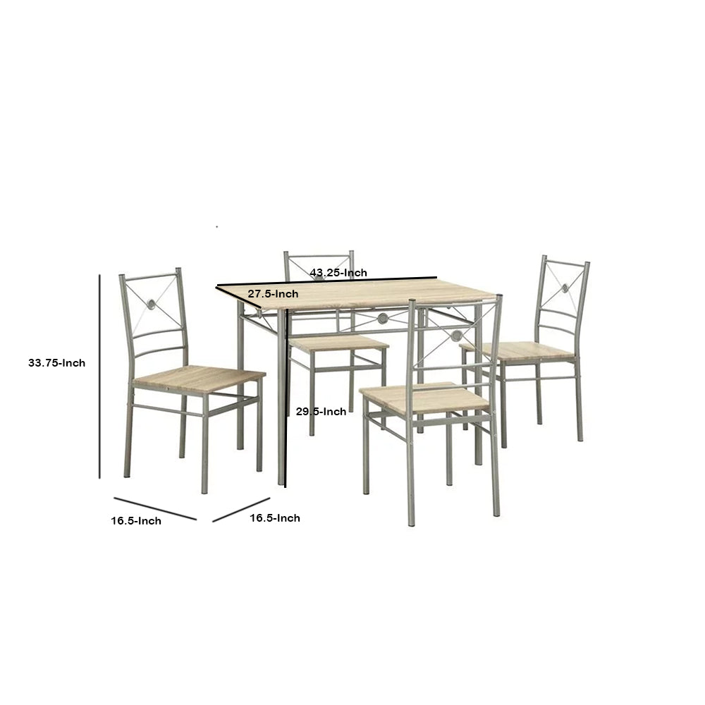 Benzara BM158031 Sturdy Dining Table In A set Of Five, Silver