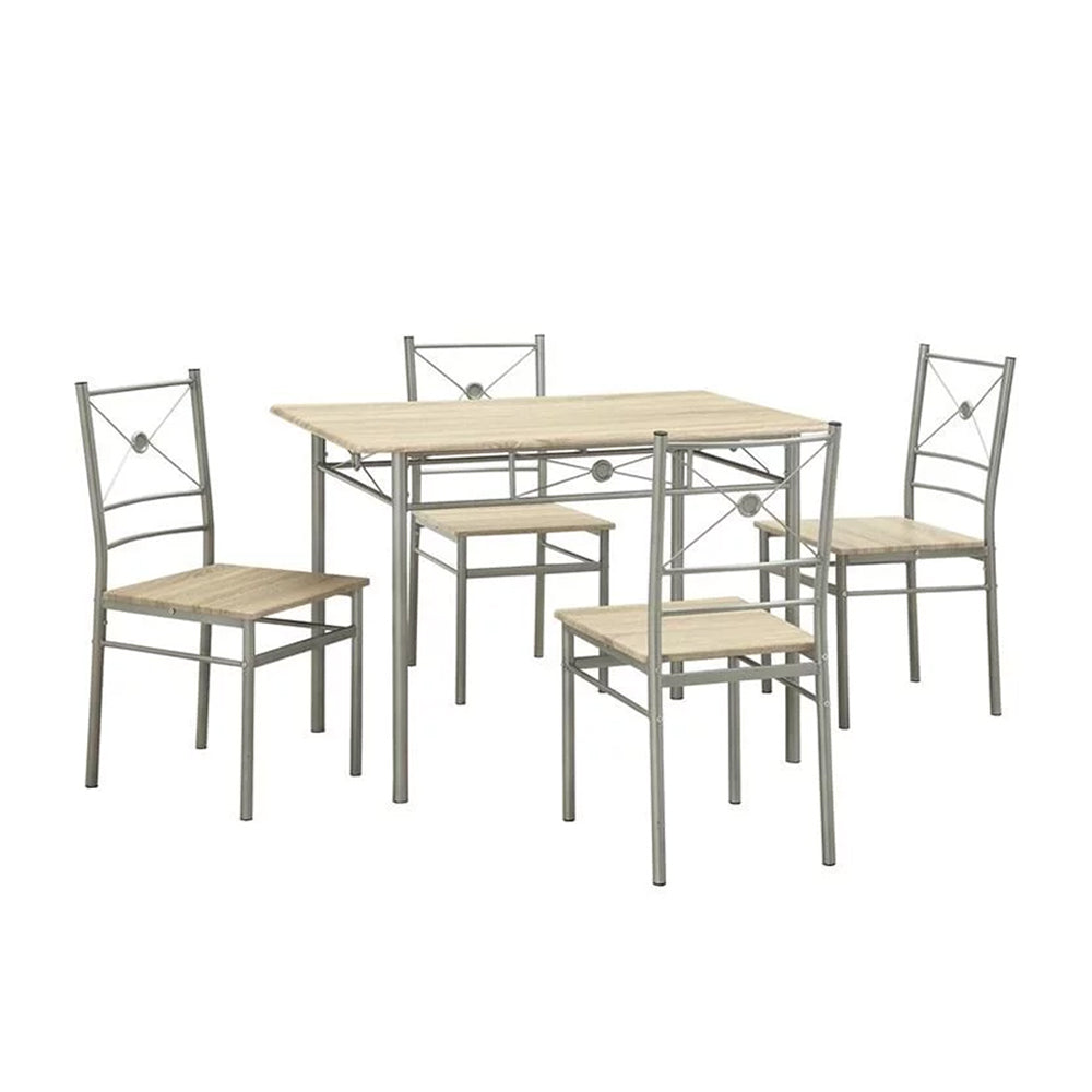 Benzara BM158031 Sturdy Dining Table In A set Of Five, Silver