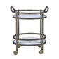 Benzara BM158855 Oval Metal Serving Cart, Clear Glass & Gold