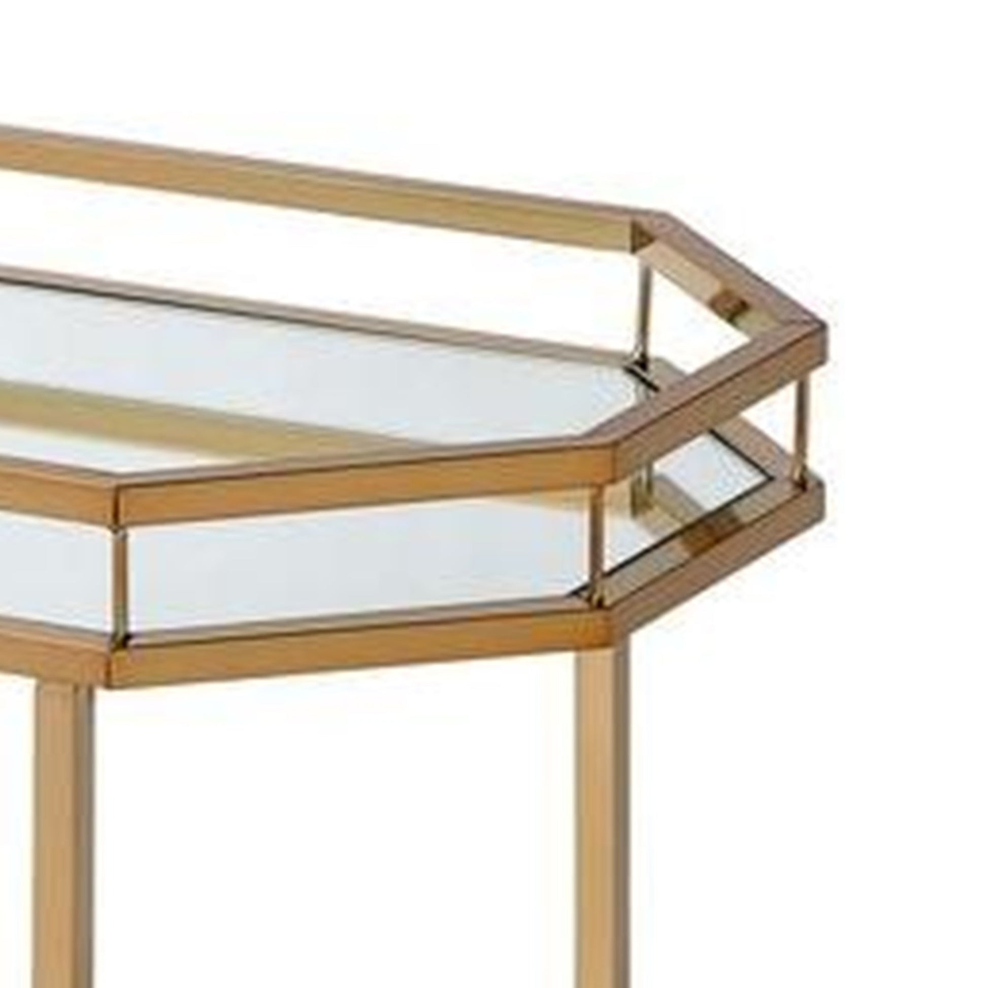 Benzara BM158858 Metal Serving Cart, Mirror & gold