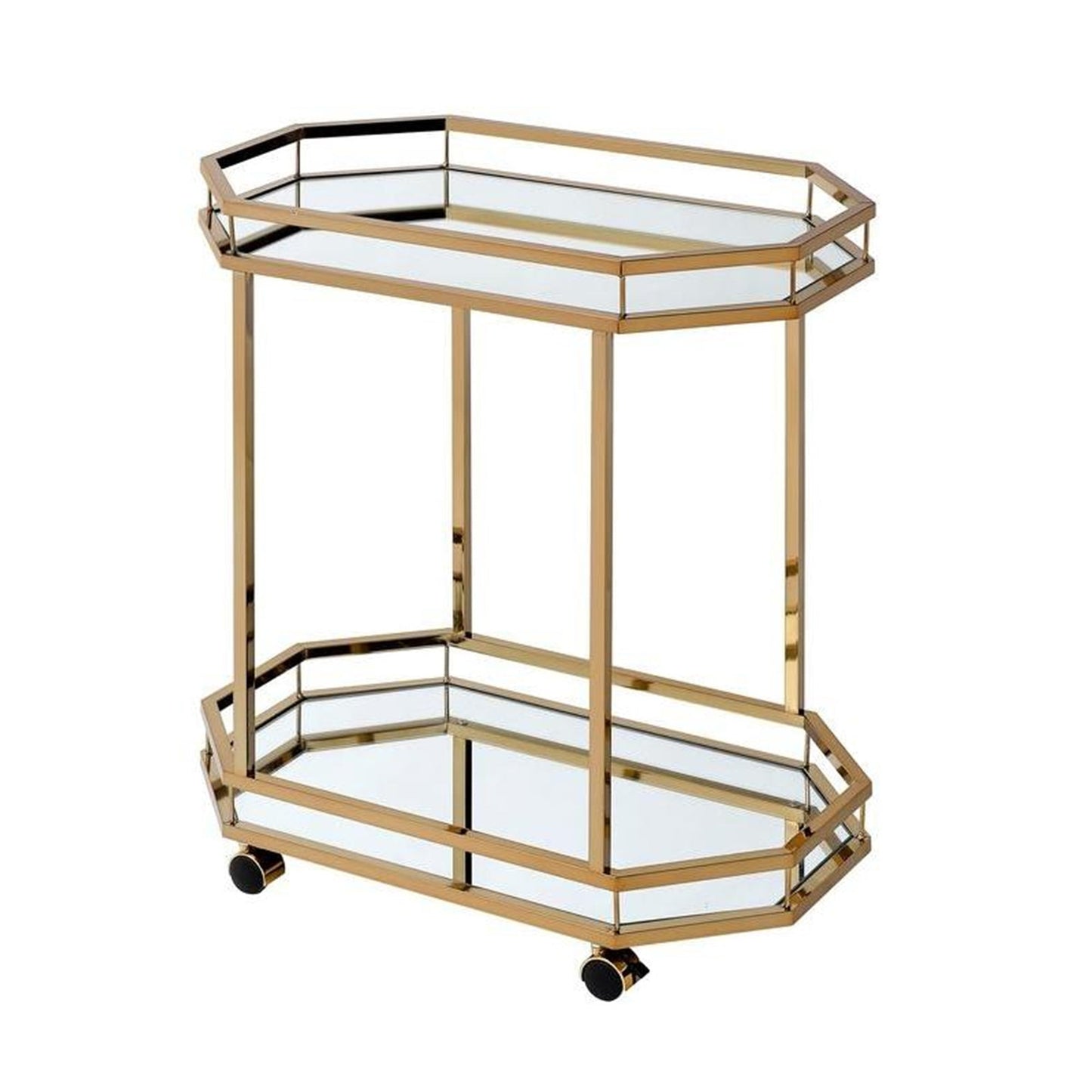 Benzara BM158858 Metal Serving Cart, Mirror & gold