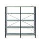 Benzara BM159421 63" Industrial 4-Tier Bookshelf with Particleboard and Metal Frame in Gray and Black