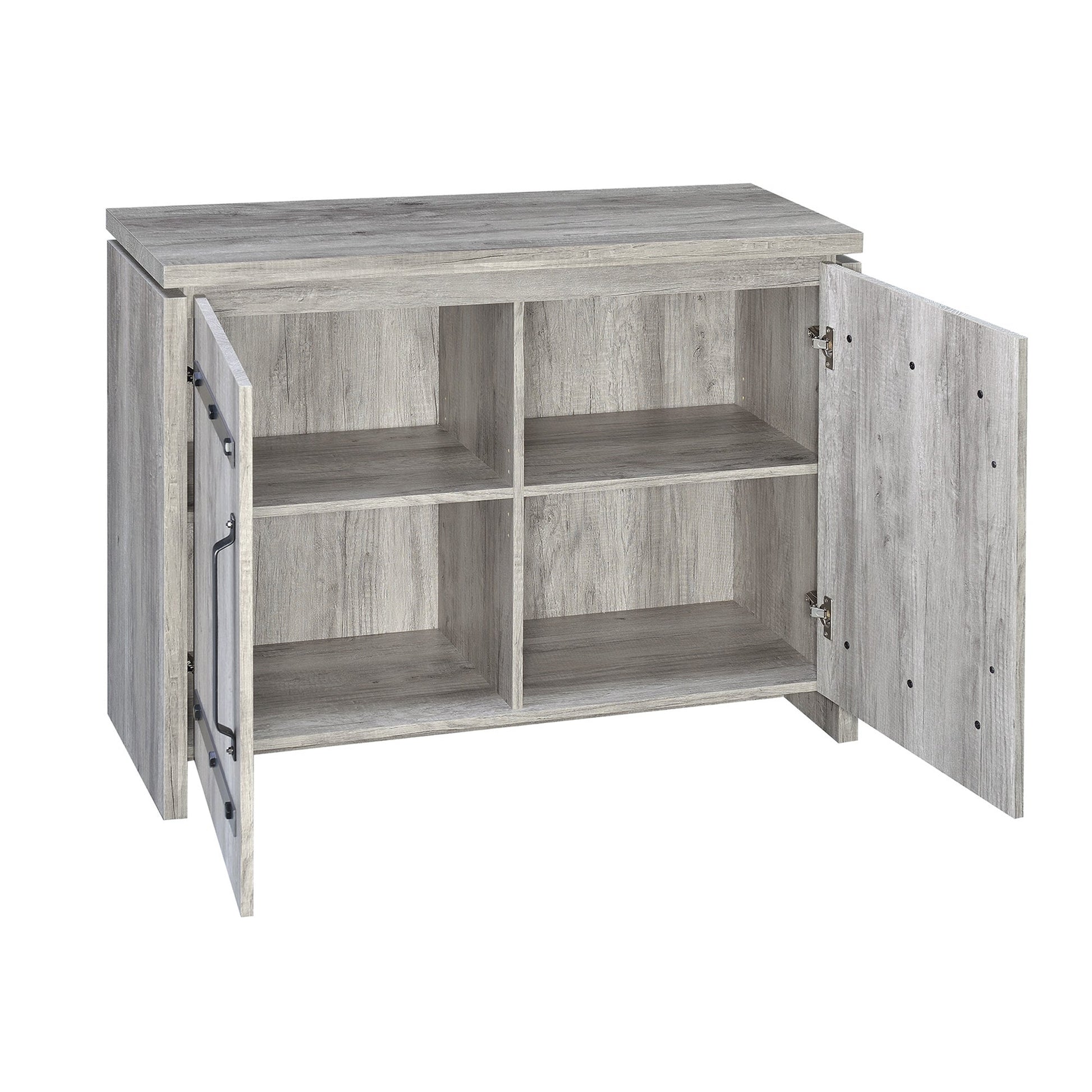 Benzara BM160269 Gray Spacious Wooden Accent Cabinet