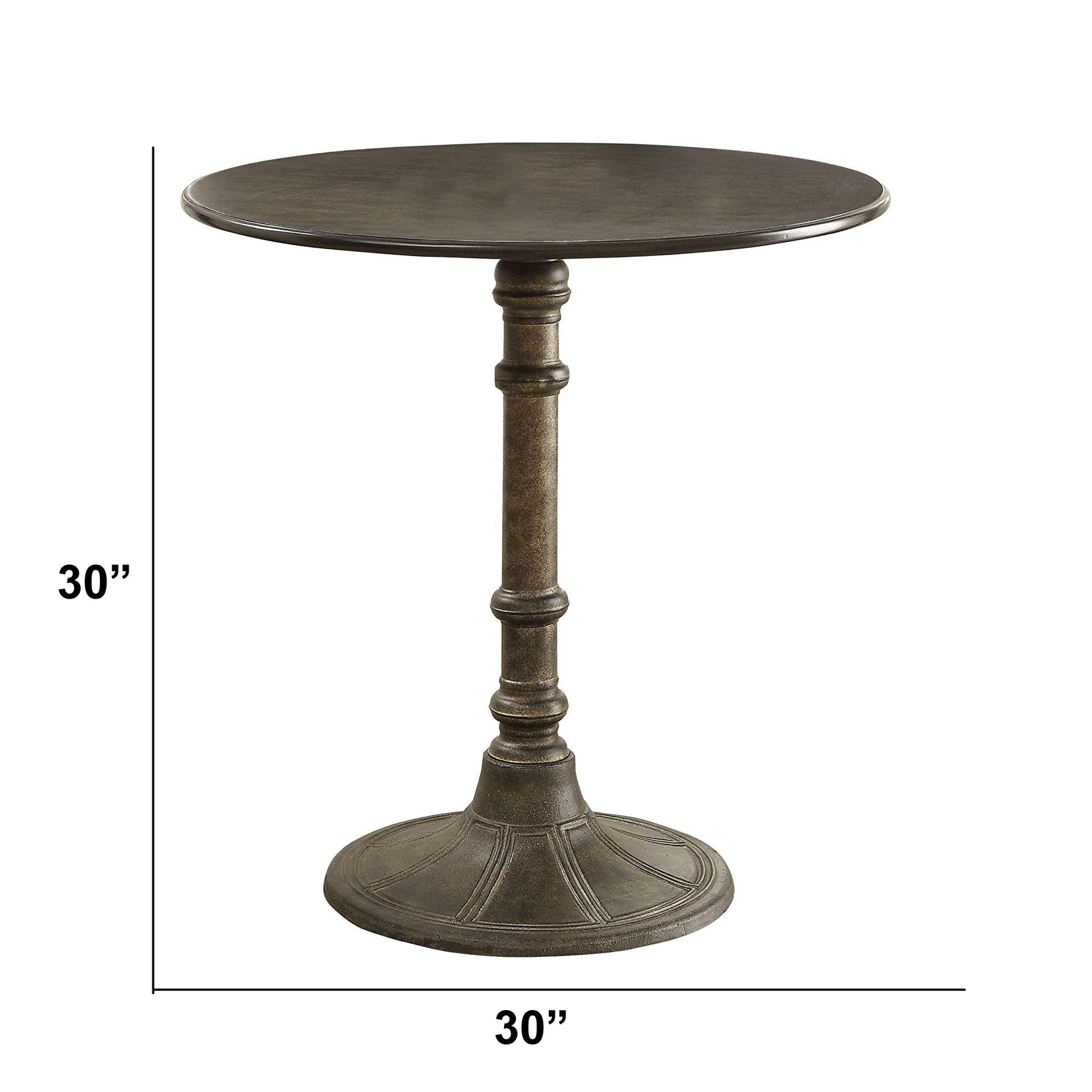 Benzara BM160759 Round Transitional MDF and Metal Bistro Dining Table, Bronze