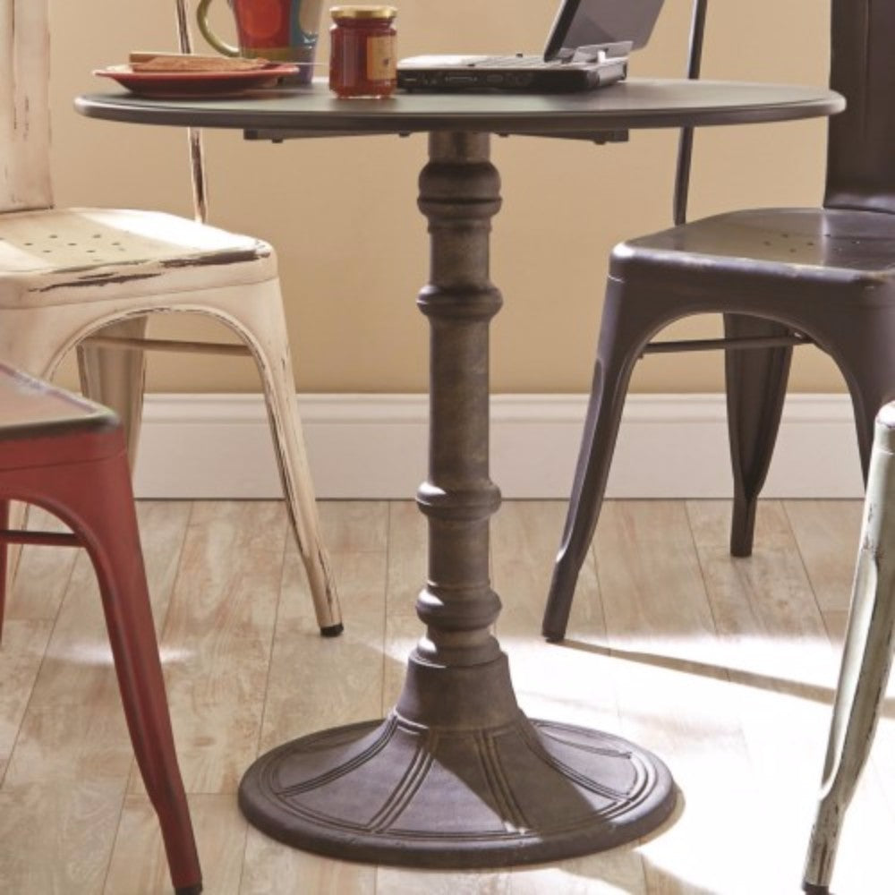 Benzara BM160759 Round Transitional MDF and Metal Bistro Dining Table, Bronze