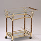 Benzara BM163645 Golden Plated & Clear Glass Alluring Serving Cart