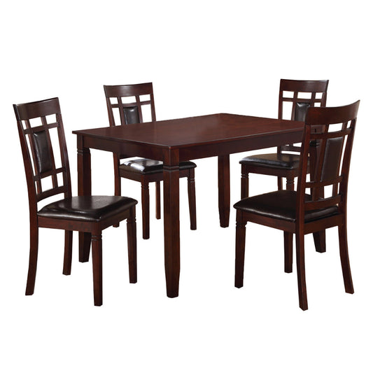 Benzara BM167131 Wooden And Leather 5 Pieces Dining Set In Brown And Black