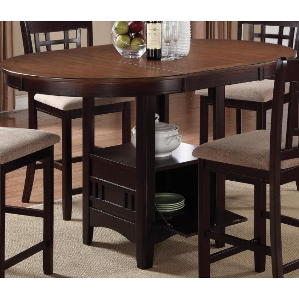 Benzara BM168068 Dual Tone Counter Height Dining Table With Storage Base, Brown