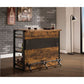 Benzara BM168119 Urban Wooden Bar Unit With Stemware Rack, Wire Brushed Black