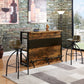 Benzara BM168119 Urban Wooden Bar Unit With Stemware Rack, Wire Brushed Black