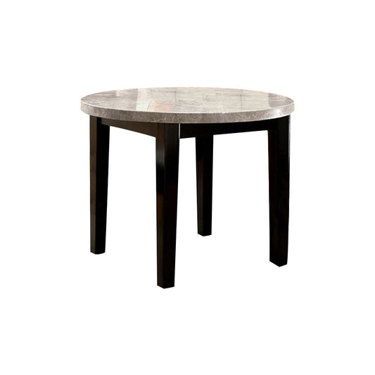 Benzara BM169027 Contemporary Marble Top Round Dining Table, Espresso Brown