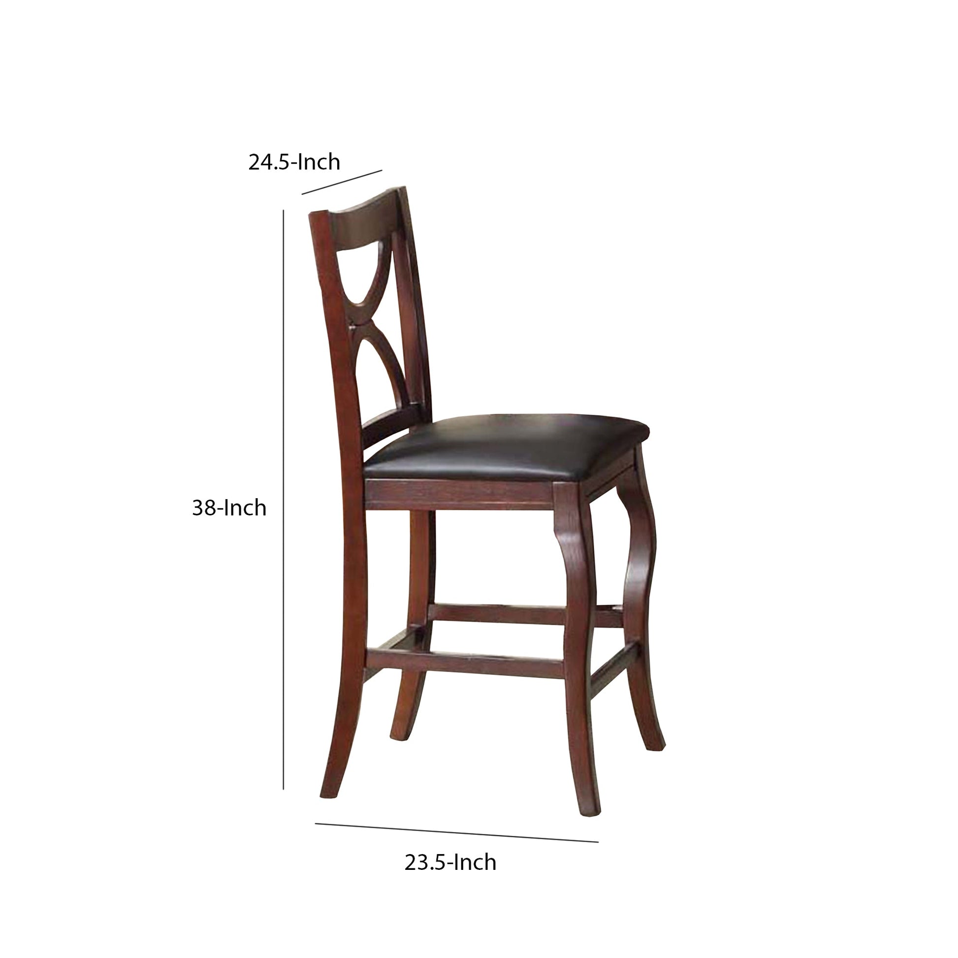 Benzara BM170302 Brown Wooden Counter Height Pub Chair, Set of 2