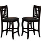 Benzara BM170322 Black Wooden Counter Height Chair With Designer Back, Set of 2