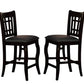 Benzara BM170322 Black Wooden Counter Height Chair With Designer Back, Set of 2