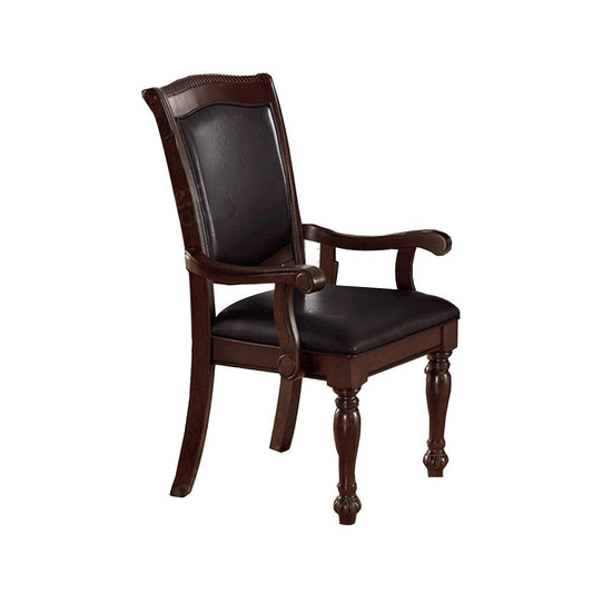 Benzara BM171255 Brown Old Style Rubber Wood Arm Chair, Set of 2