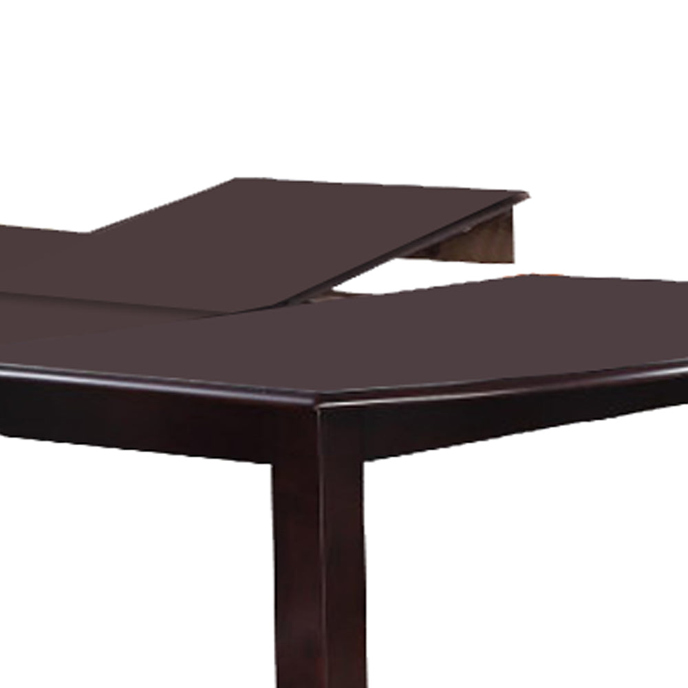 Benzara BM171275 Rectangular Wooden Dining Table With Butterfly Leaf and Tapered Legs, Brown