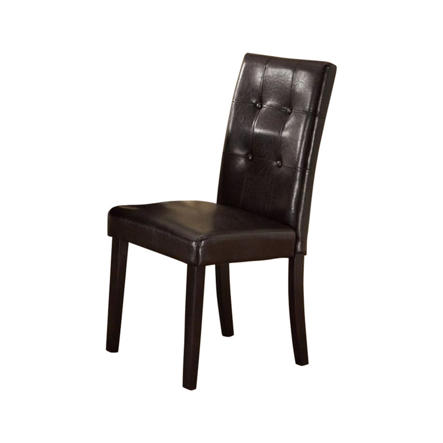 Benzara BM171501 Dark Brown Faux Leather Dining Side Chair In Pine, Set of 2