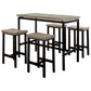 Benzara BM181289 5 Piece Wooden Counter Height Table Set In Natural Brown And Black