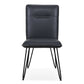 Benzara BM187617 Leather Upholstered Metal Chair With Hairpin Style Legs Set of 2, Black