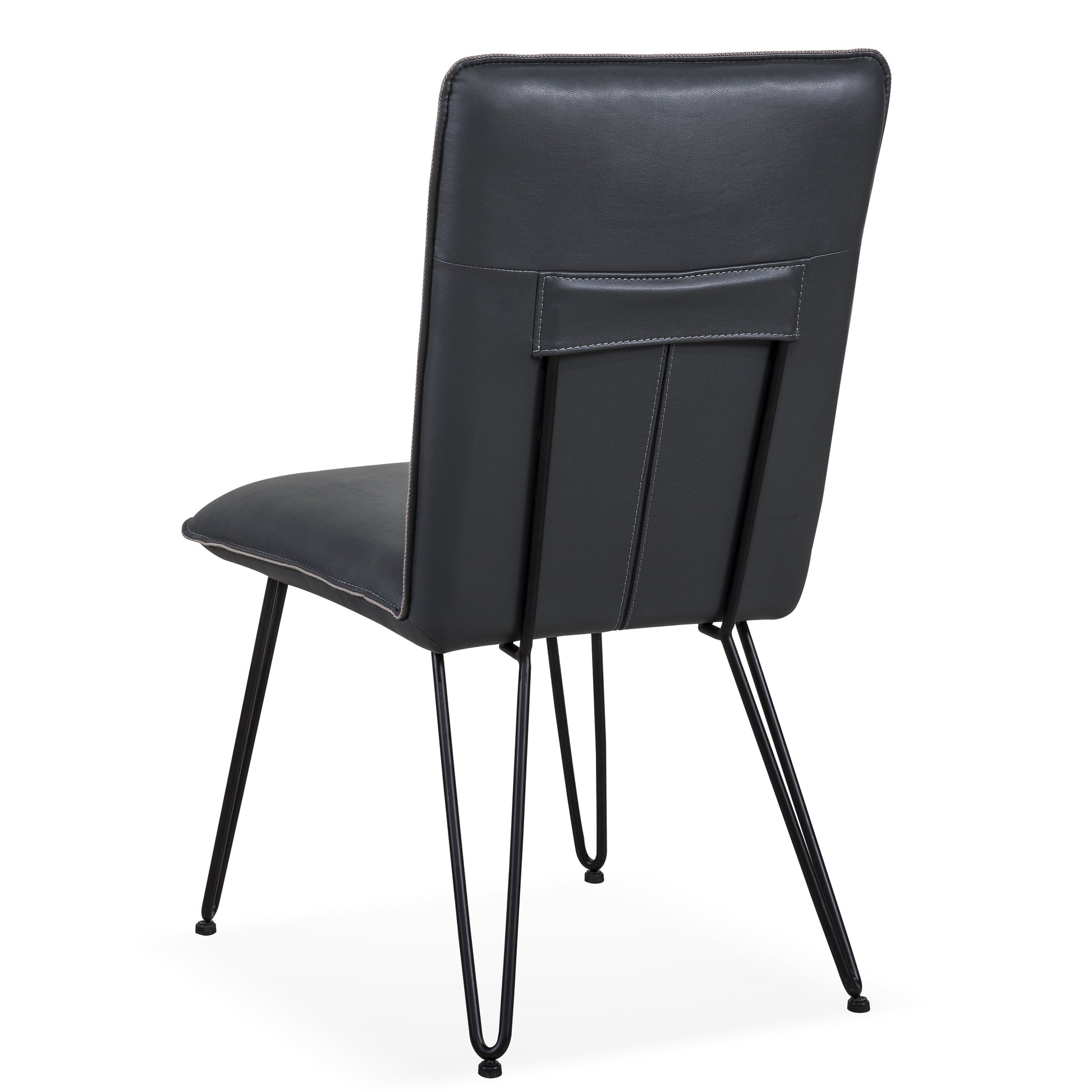 Benzara BM187617 Leather Upholstered Metal Chair With Hairpin Style Legs Set of 2, Black