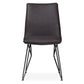 Benzara BM187618 Leather Upholstered Metal Chair With Angle Hairpin Style Legs, Set of 2, Black and Gray