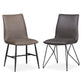 Benzara BM187618 Leather Upholstered Metal Chair With Angle Hairpin Style Legs, Set of 2, Black and Gray