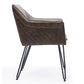 Benzara BM187634 Rustic Brown and Black Leather Upholstered Metal Chair With Diamond Stitched Details