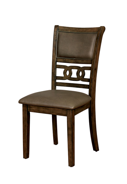 Benzara BM188385 Transitional Faux Leather and Solid Wood Side Chair, Pack of Two, Brown