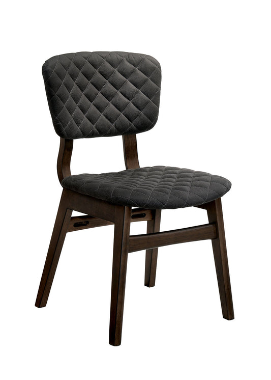 Benzara BM188401 Solid Wood and Fabric Master Chairs With Fin Style Legs ,Pack of Two, Gray and Brown