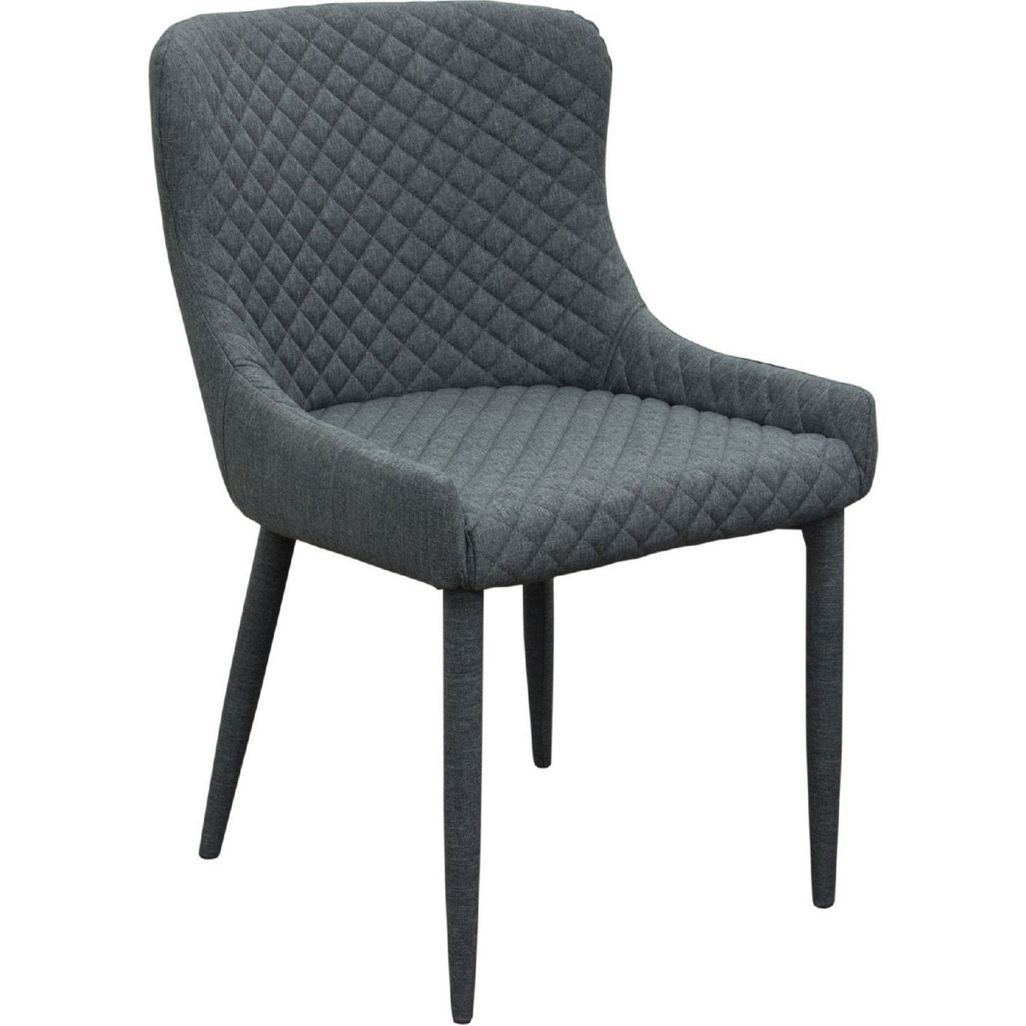 Benzara BM190989 Gray Fabric Upholstered Meta Accent Chairs With Diamond Stitch Design, Pack of Two