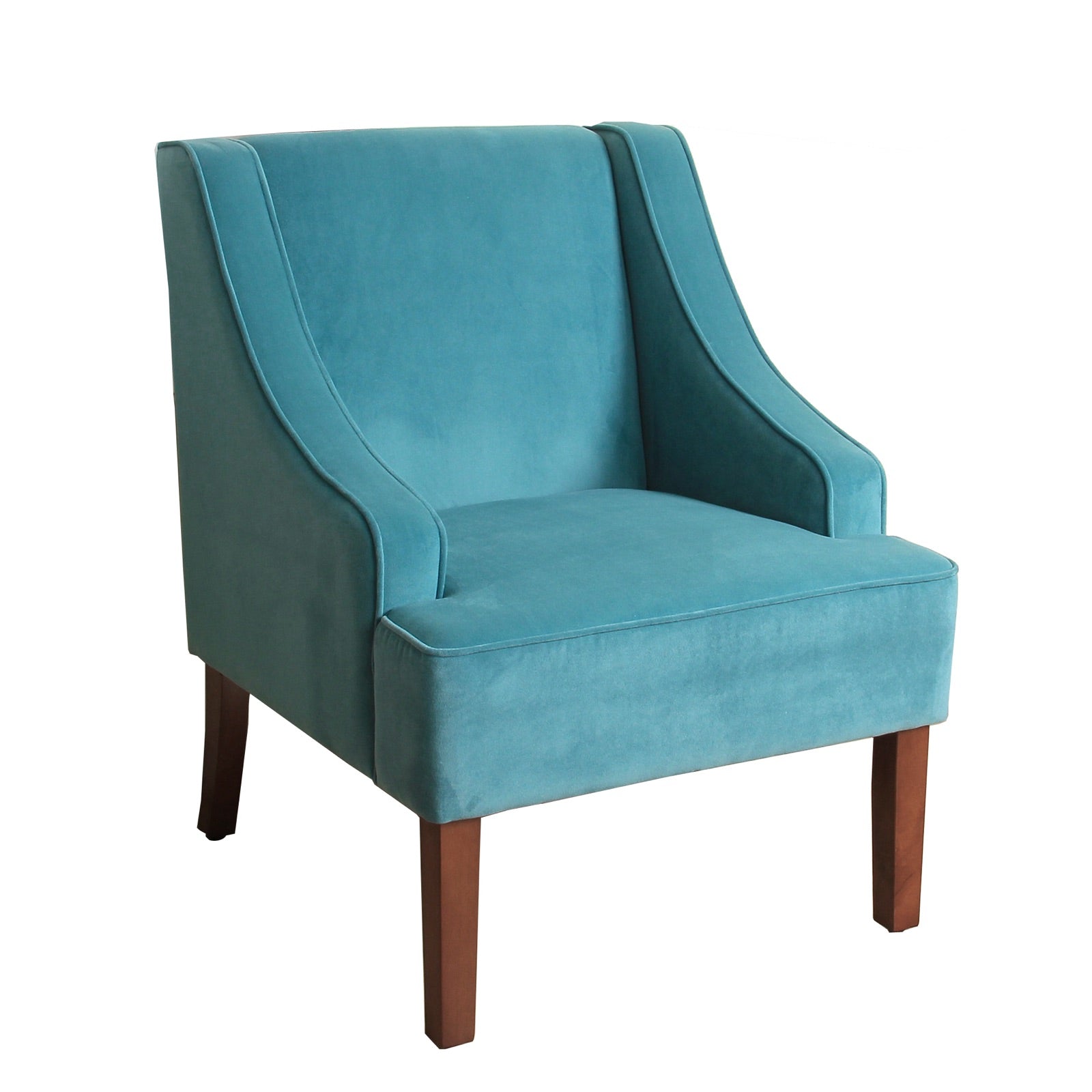 Benzara BM194006 Blue and Brown Fabric Upholstered Wooden Accent Chair With Wingback