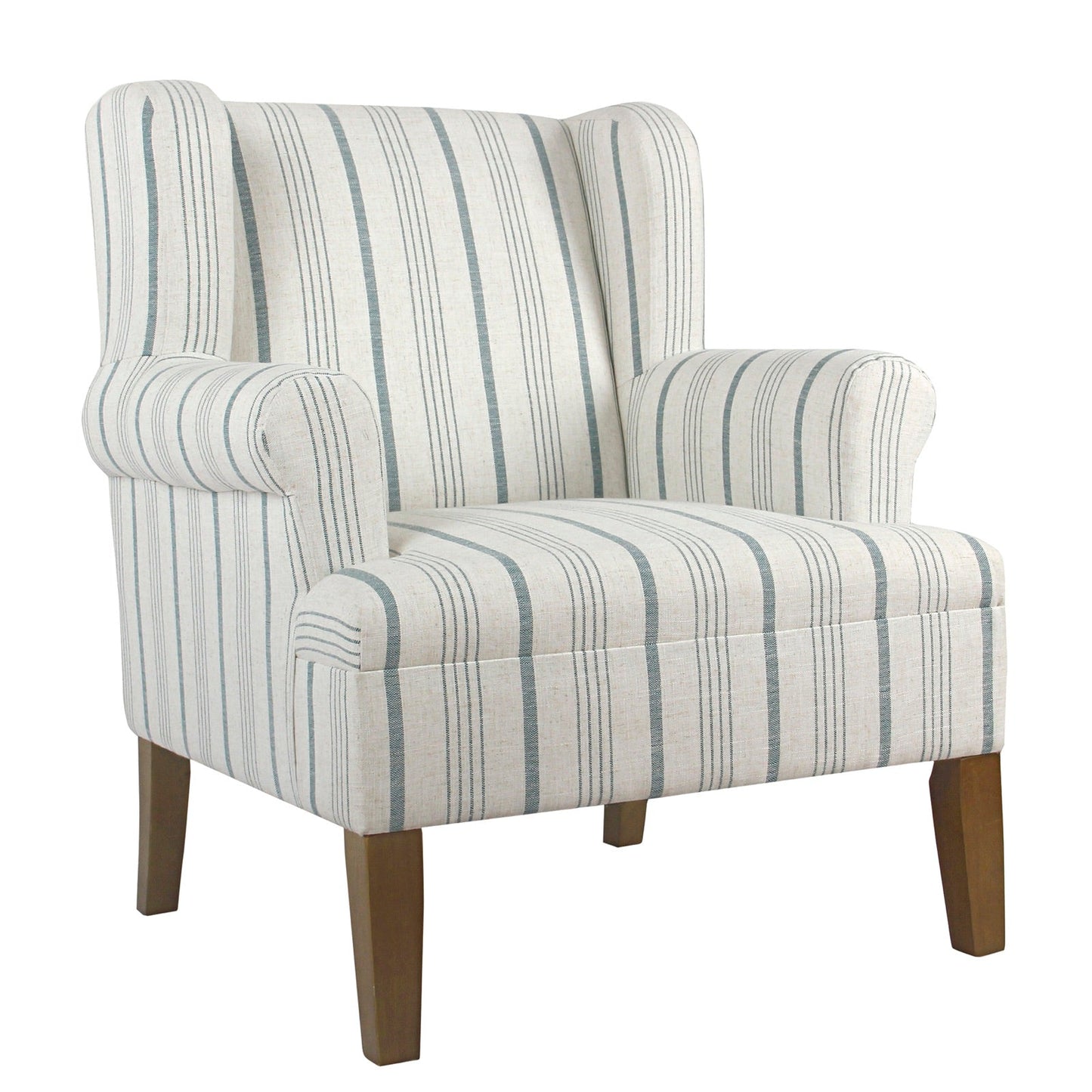 Benzara BM194021 Multicolor Fabric Upholstered Wooden Accent Chair With Wing Back