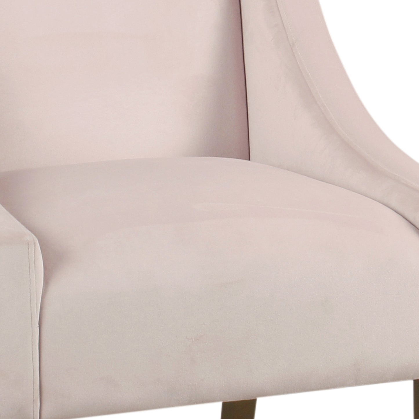 Benzara BM194034 Pink and Brown Fabric Upholstered Swooped Accent Chair With Wooden Legs