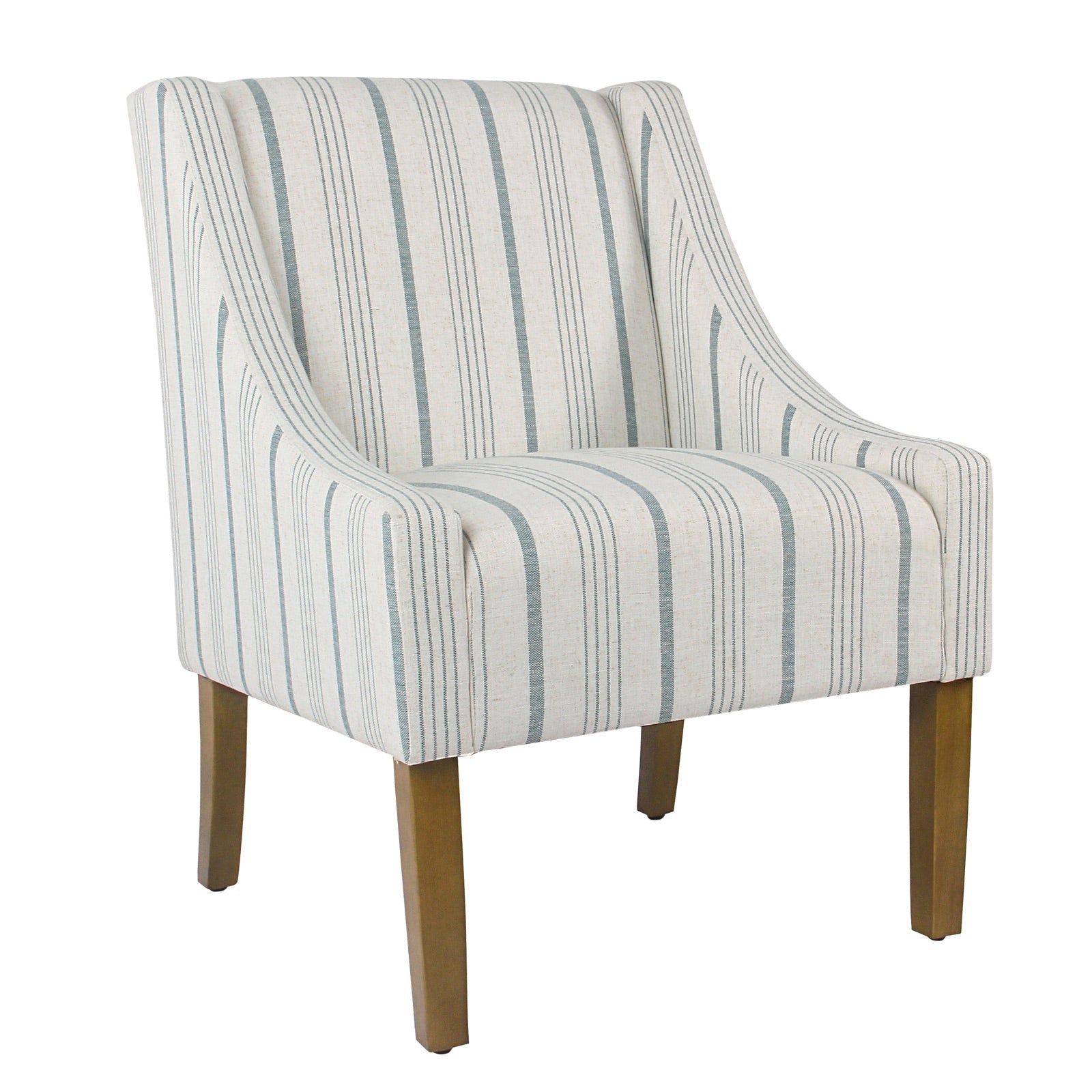 Benzara BM194039 Multicolor Stripe Pattern Fabric Upholstered Accent Chair With Wooden Legs