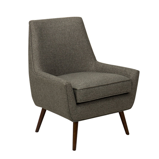 Benzara BM194052 Gray and Brown Fabric Upholstered Wooden Accent Chair With Round Tapered Legs