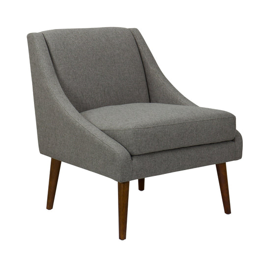 Benzara BM194058 Gray and Brown Fabric Upholstered Wooden Accent Chair With Tapered Legs