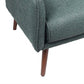 Benzara BM194059 Blue and Brown Button Tufted Fabric Upholstered Wooden Accent Chair With Sleek Armrests