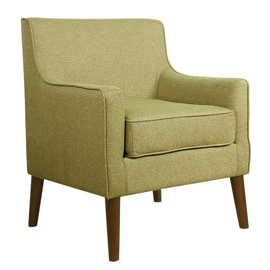 Benzara BM194066 Green and Brown Fabric Upholstered Wooden Accent Chair With Plush Seat Cushion