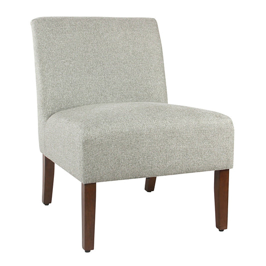 Benzara BM194070 Gray and Brown Fabric Upholstered Wooden Armless Accent Chair