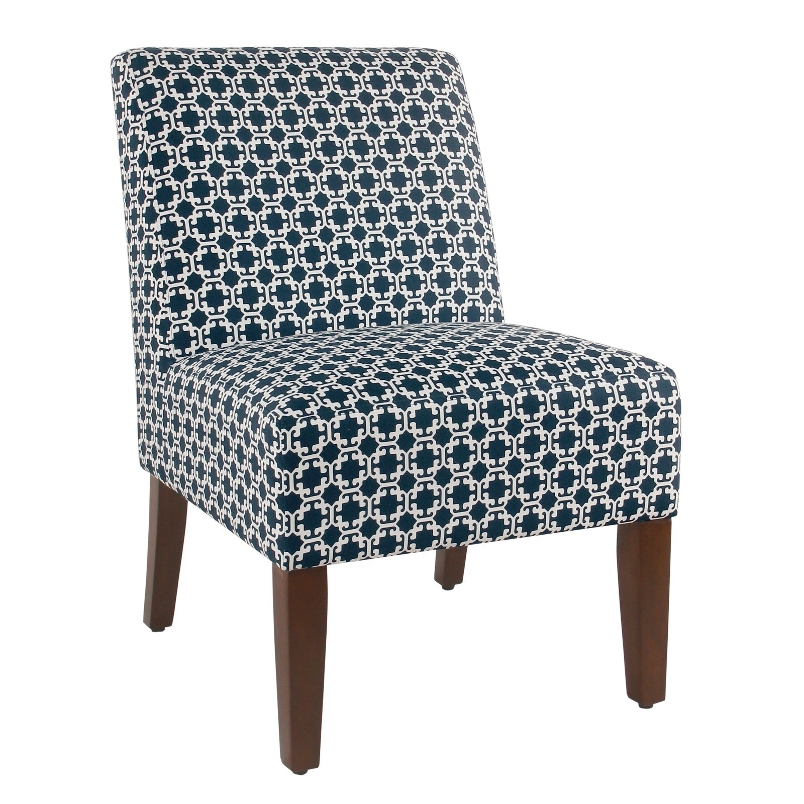 Benzara BM194078 Multicolor Fabric Upholstered Wooden Armless Accent Chair With Geometric Pattern