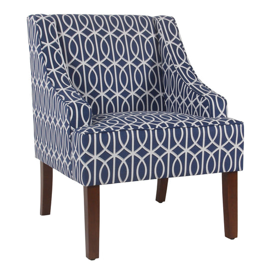 Benzara BM194147 Multicolor Wooden Fabric Upholstered Accent Chair With Swooping Armrests