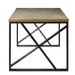 Benzara BM196713 Black and Gold Wooden Desk With X Framed Metal Side Panel Support