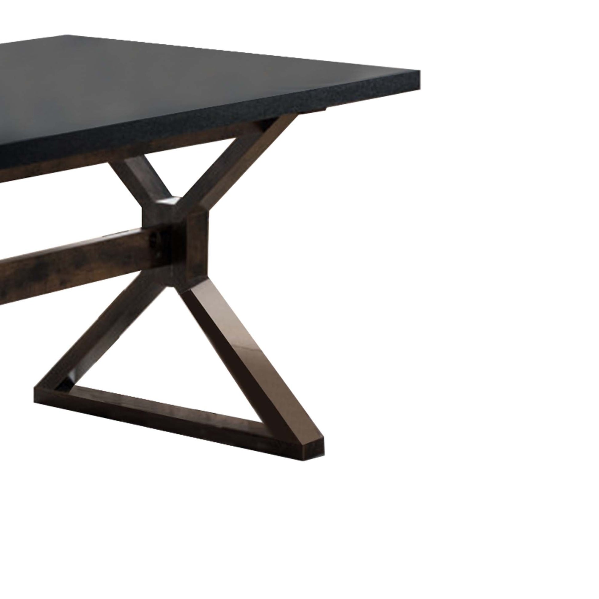 Benzara BM200691 Two Toned Rectangular Wooden Dining Table With X Shaped Trestle Base, Black and Brown