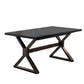 Benzara BM200691 Two Toned Rectangular Wooden Dining Table With X Shaped Trestle Base, Black and Brown