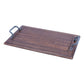 Benzara BM200884 Brown Rectangular Wooden Serving Tray With Handles