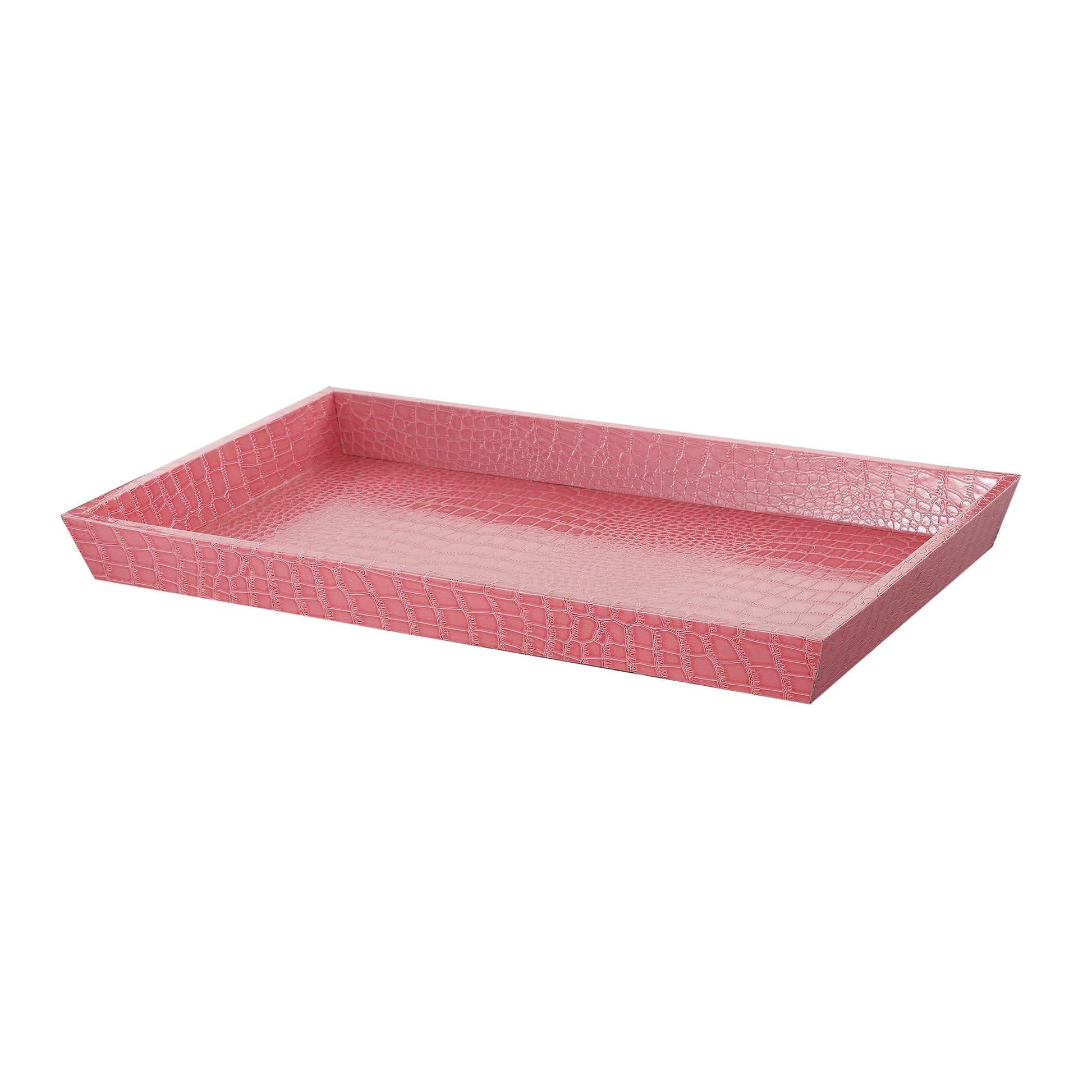 Benzara BM200886 Pink Rectangular Wooden Decorative Serving Tray With Raised Sides