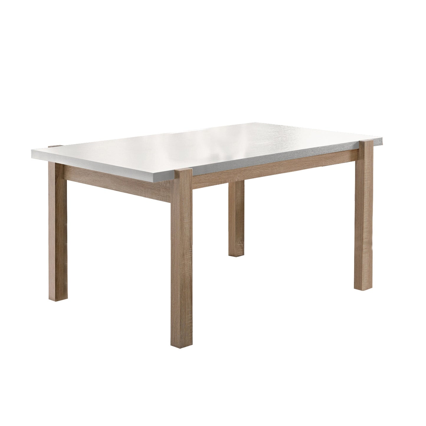 Benzara BM204162 Rectangular Wooden Dining Table With Straight Legs, White and Brown