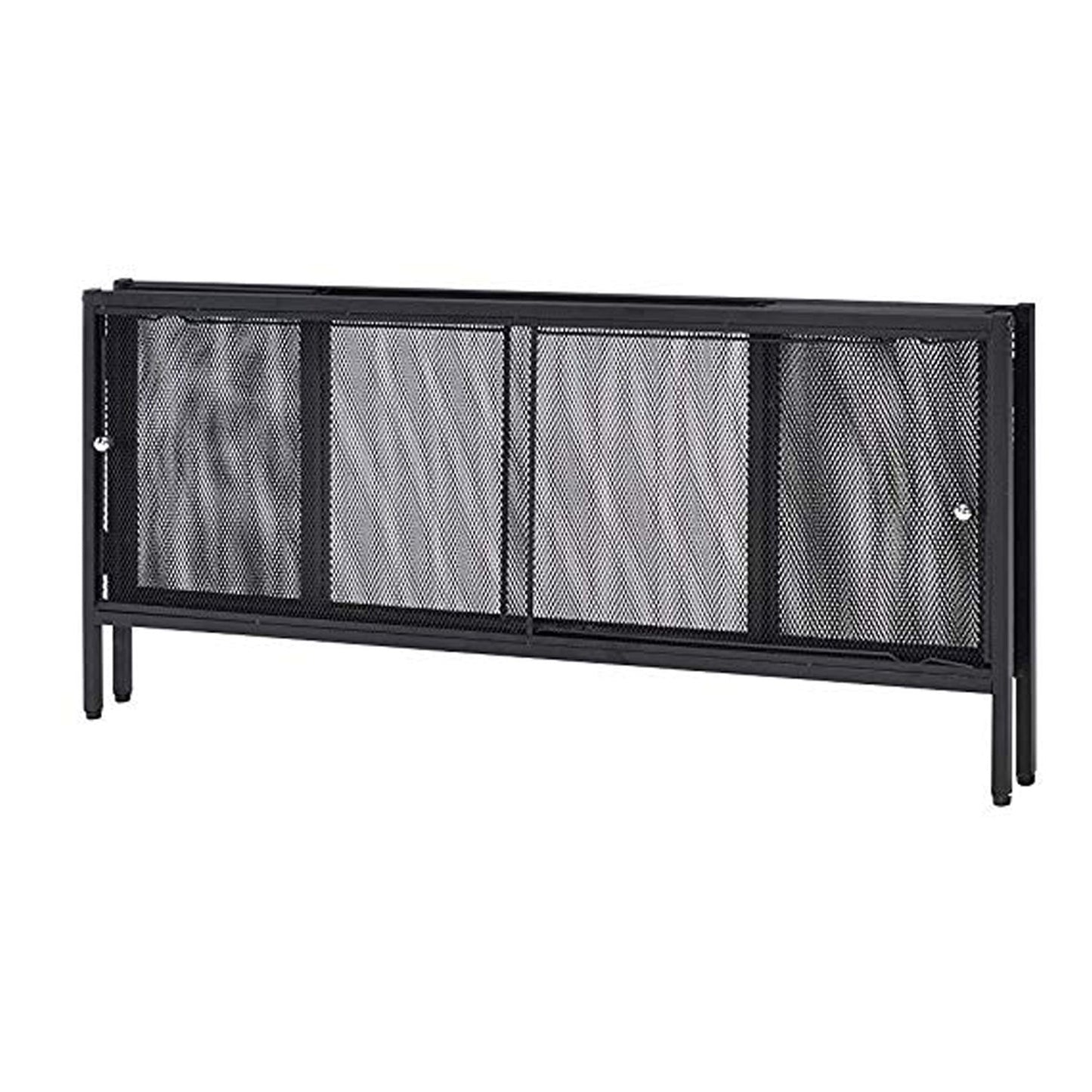 Benzara BM204492 Brown and Gray Metal Coffee Table With 1 Bottom Shelf and Mesh Design