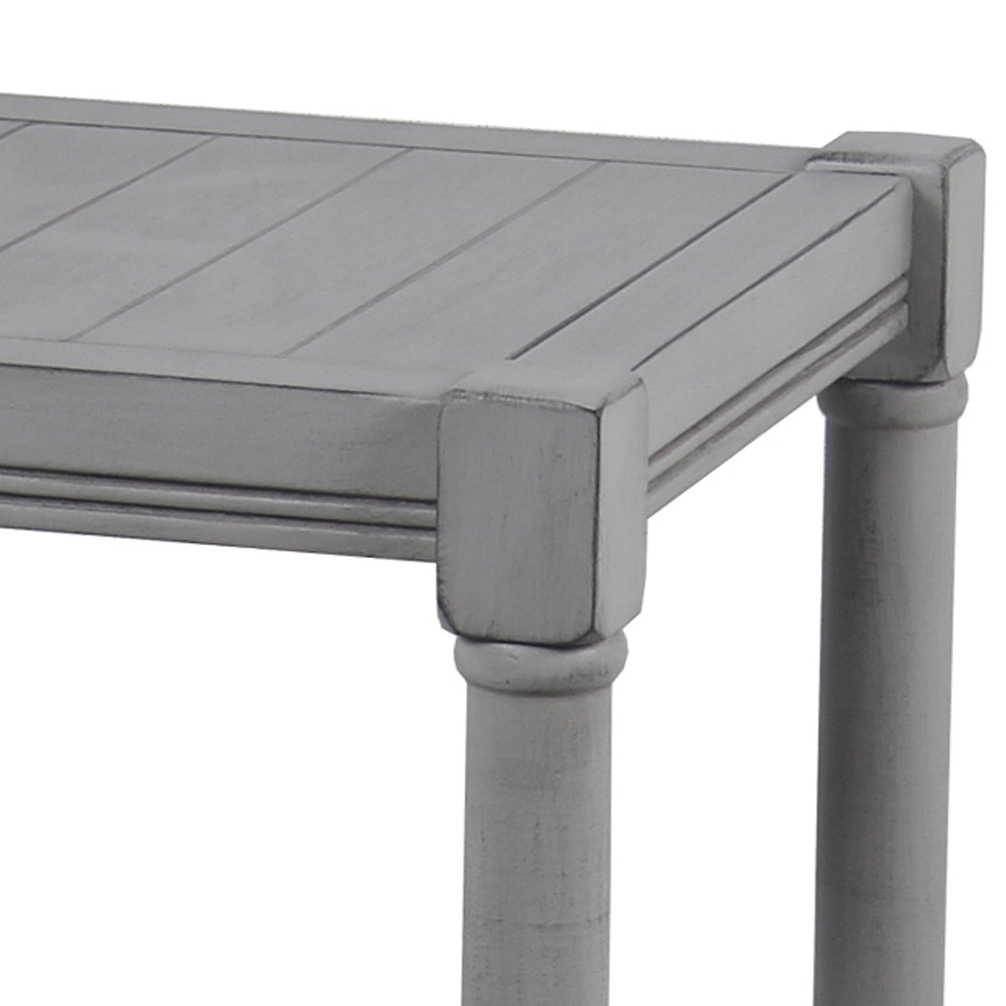 Benzara BM206047 Gray Wooden Square Accent Table With One Paneled Open Shelf