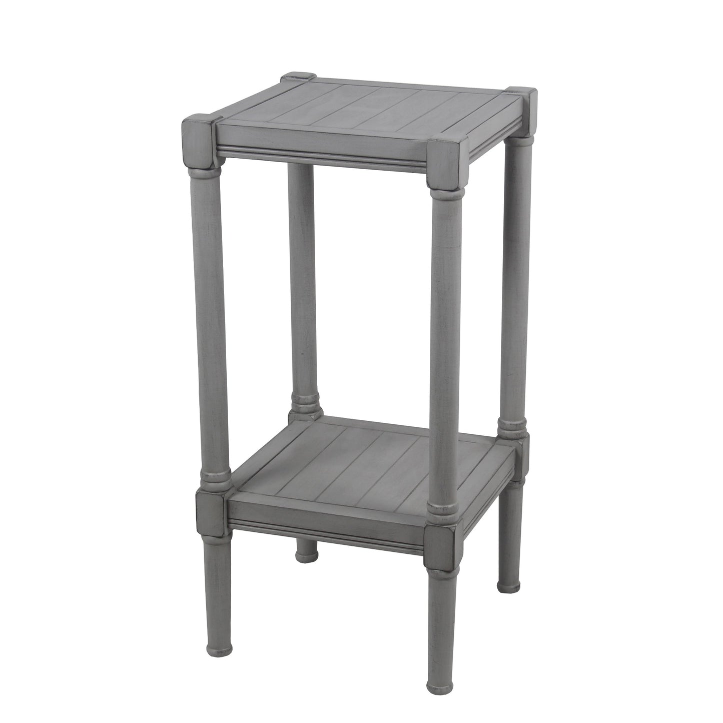 Benzara BM206047 Gray Wooden Square Accent Table With One Paneled Open Shelf